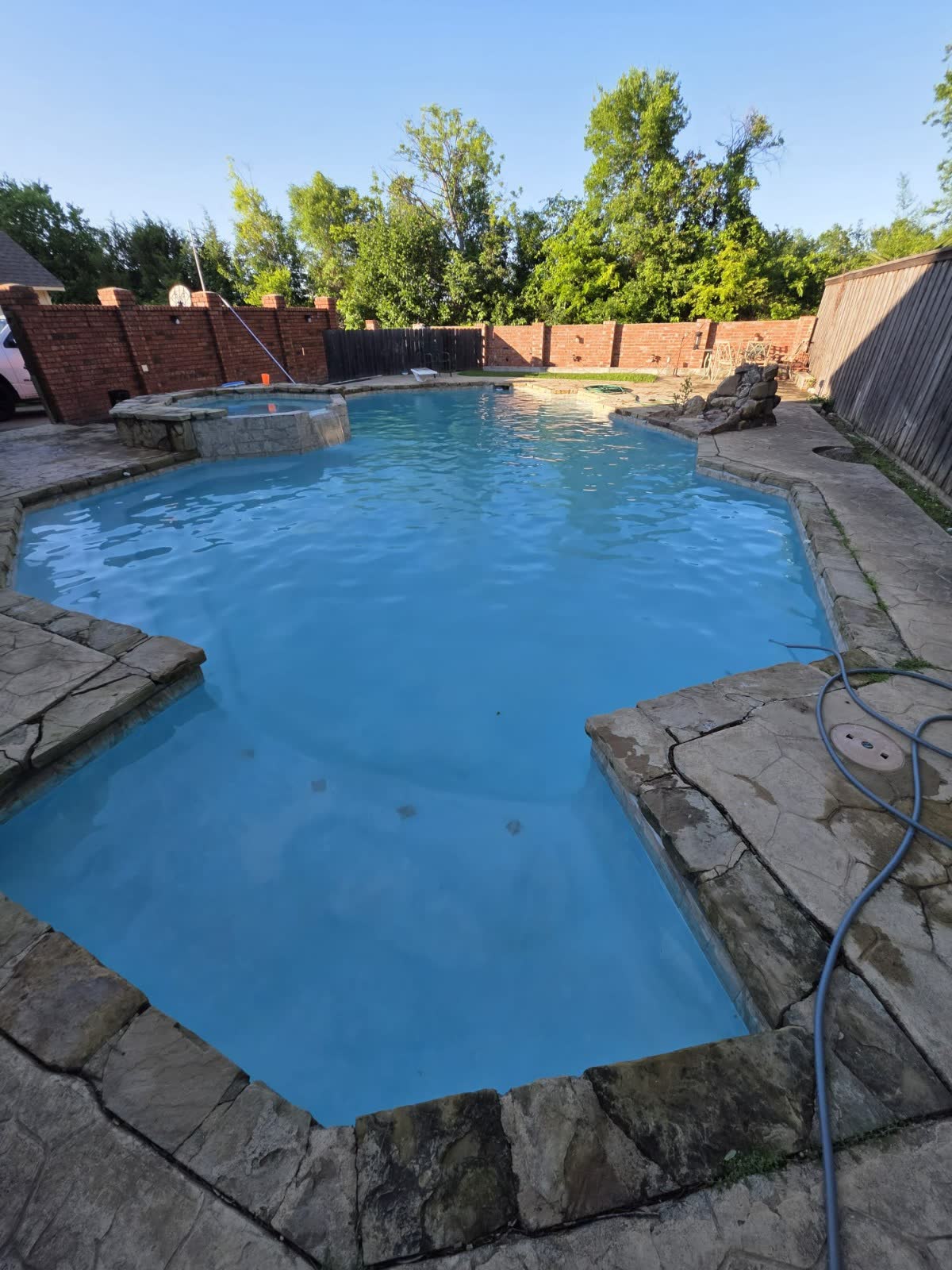 Pool area after algae removal in swimming pools