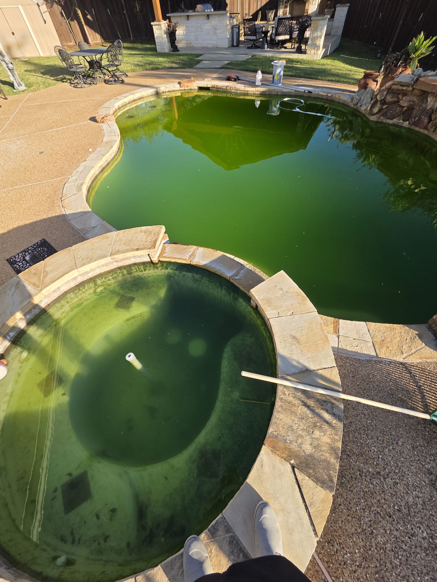 Cloudy residential pool water before Aqua Clean service