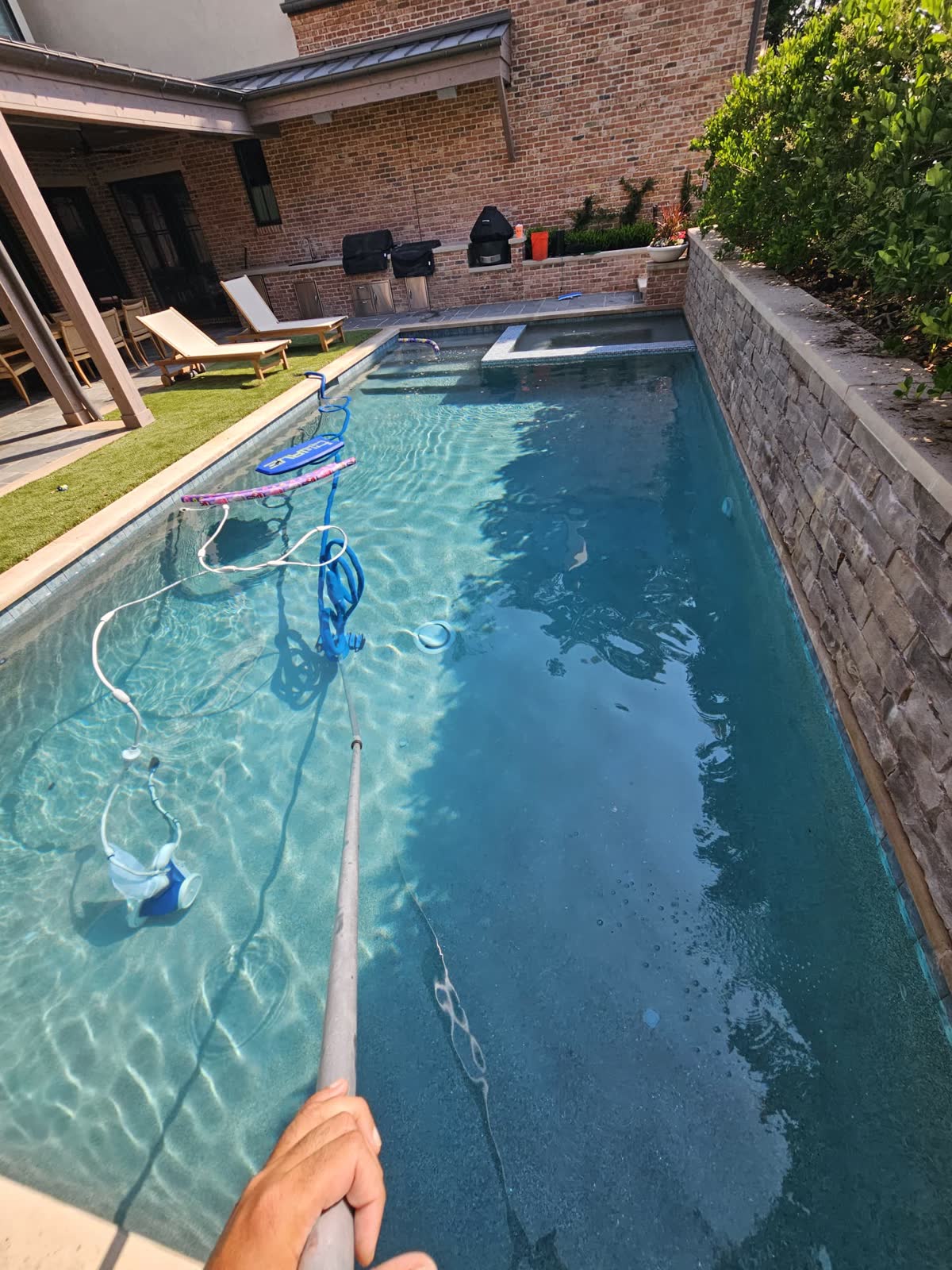 Pool area before professional pool maintenance and cleaning in dallas and collin, texas