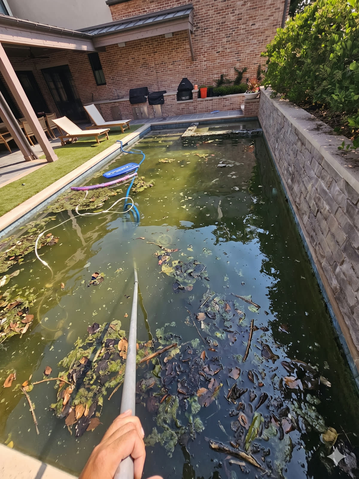 Pool area after professional pool maintenance and cleaning in dallas and collin, texas